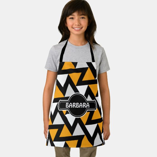 Driehoeken Geel Zwart Minimaal Patroon Schort (Insitu)
