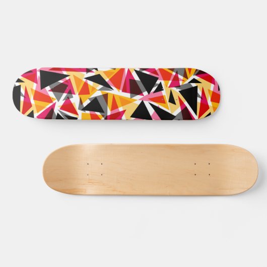 Driehoeken, geometrische vormen, geel en rood persoonlijk skateboard (Horizontaal)