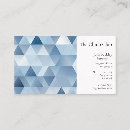 Driehoeken in blauw en grijs visitekaartje (Voorkant)