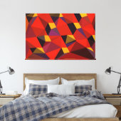 Driehoeken in het rood canvas afdruk (Insitu (Slaapkamer))