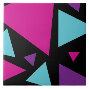 Driehoeken in roze, Paarse, blauw en zwart Tegeltje