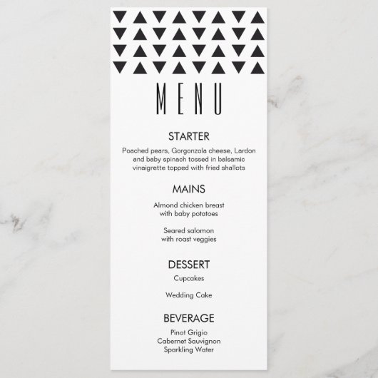Driehoeken Modern Wedding Menu (Voorkant)