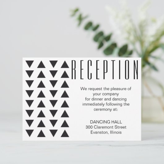 Driehoeken Moderne Bruiloft Receptie insert kaart (Staand voorkant)