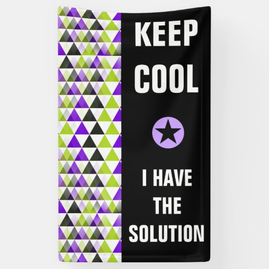 Driehoeken naadloos patroon - groen zwart violet spandoek (Verticaal)