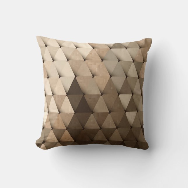 Driehoeken Neutrals Beige Tan Brown Kussen (Voorkant)