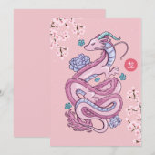 DRIEHOEKEN NIEUWJAAR DRACON FEESTDAGENKAART (Voorkant / Achterkant)
