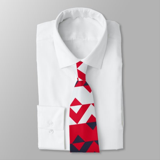 Driehoeken Rood Blauw Minimaal Patroon Stropdas (Gebonden)