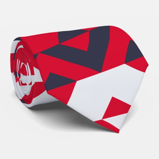 Driehoeken Rood Blauw Minimaal Patroon Stropdas (Opgerold)