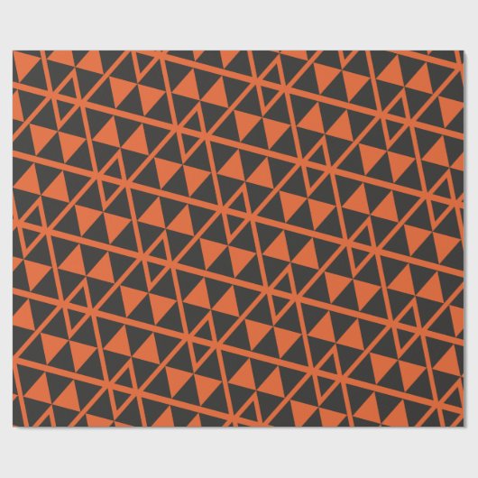 Driehoeken Sinaasappel Zwart Minimal Pattern Cadeaupapier (Vlak)