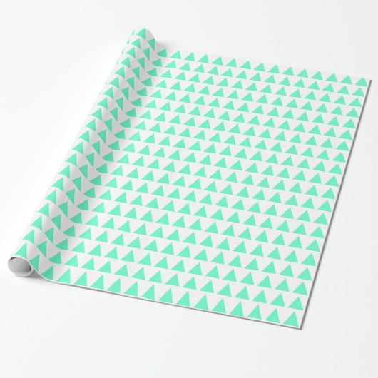 Driehoeken - Turquoise op White Cadeaupapier (Uitgerold)