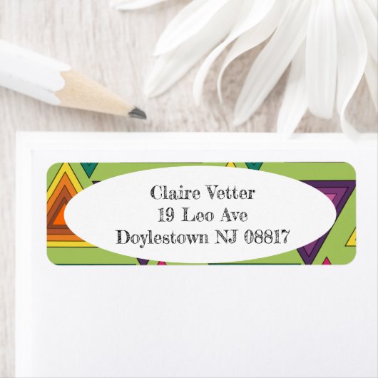 Driehoeken uit de jaren zeventig etiket (Insitu)