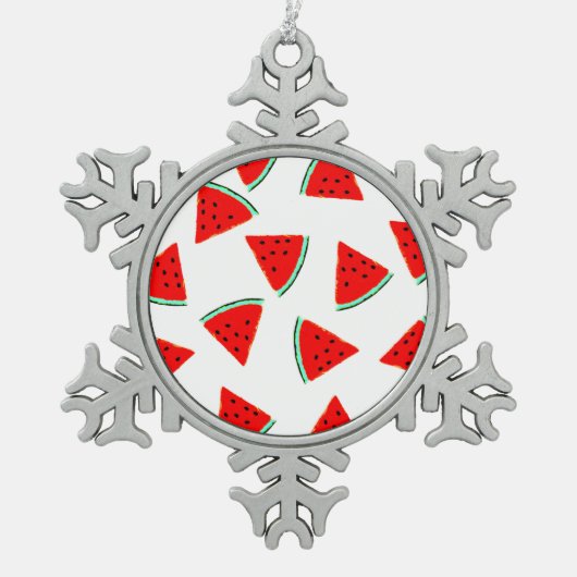 Driehoeken van het Watermelonpatroonpatroon Tin Sneeuwvlok Ornament (Voorkant)