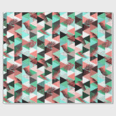 Driehoeken voor koraal Blauwgroen Memphis Cadeaupapier (Vlak)