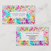 Driehoeken voor Neon Pink Rainbow-Waterverf Visitekaartje (Voorkant / Achterkant)