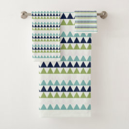 Driehoeken voor Neptune, Seashell, Green en Navy Bad Handdoek