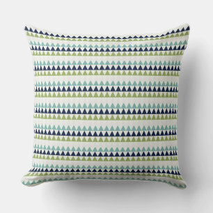 Driehoeken voor Neptune, Seashell, Green en Navy Kussen