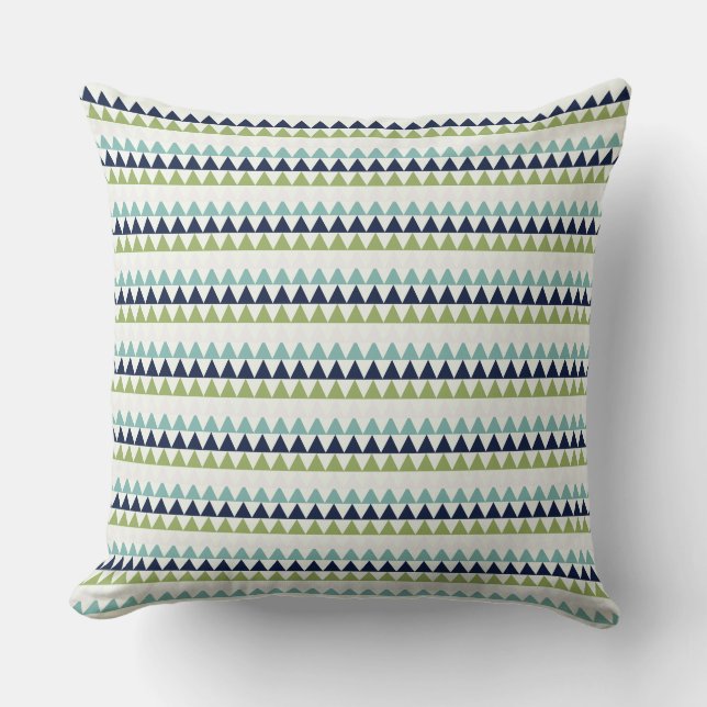 Driehoeken voor Neptune, Seashell, Green en Navy Kussen (Voorkant)