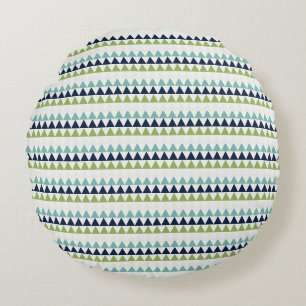 Driehoeken voor Neptune, Seashell, Green en Navy Rond Kussen