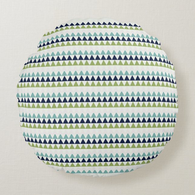 Driehoeken voor Neptune, Seashell, Green en Navy Rond Kussen (Voorkant)