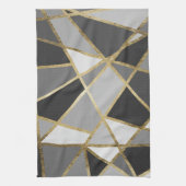 Driehoeken voor zwart en grijs modern geo Gold Theedoek (Verticaal)