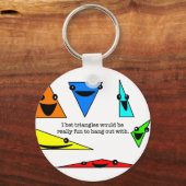 Driehoeken zijn flauw! Button Sleutelhanger (Voorkant)