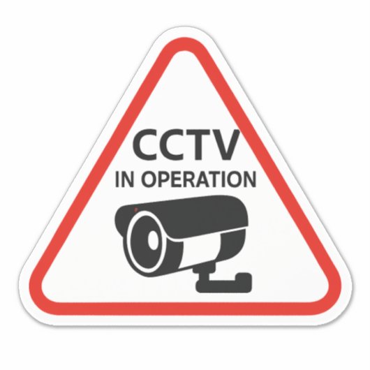 Driehoekig CCTV in werking waarschuwingsbord Sticker (Voorkant)