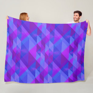 Driehoekig geometrisch ontwerp Paars blauw Fleece Deken