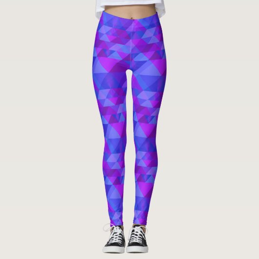 Driehoekig geometrisch ontwerp Paars blauw Leggings (Voorkant)