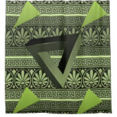 Driehoekig groen zwart douwergordijn douchegordijn (Voorkant)