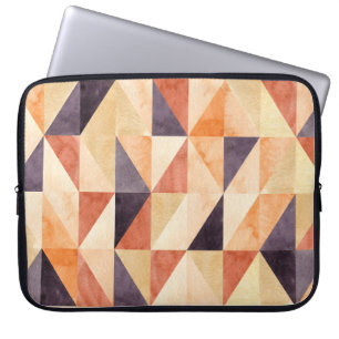Driehoekig mozaïek Waterverf aardeachtig patroon Laptop Sleeve