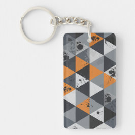 Driehoekig ontwerp in oranje, zwart en grijs sleutelhanger