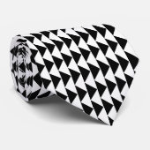 Driehoekig patroon - wit op zwart stropdas (Opgerold)