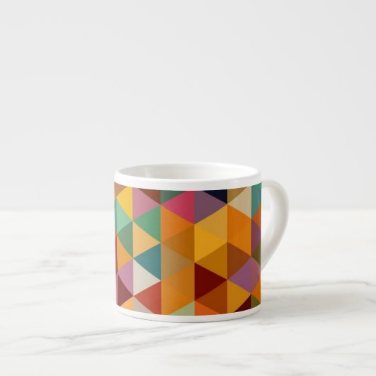 Driehoekig vintagepatroon achtergrond. espresso kop (Voorkant rechts)