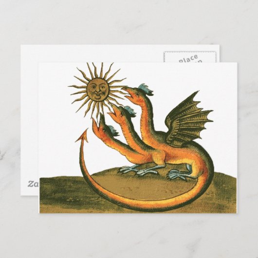 Driehoekige Alchemy Dragon en Sun Briefkaart (Voorkant / Achterkant)