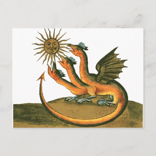 Driehoekige Alchemy Dragon en Sun Briefkaart (Voorkant)