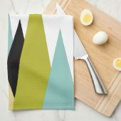 Driehoekige bergen van groen turquoise geel zwart theedoek (Quarter Fold)