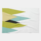 Driehoekige bergen van groen turquoise geel zwart theedoek (Horizontaal)
