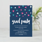 Driehoekige Confetti Graduation Party Invitation Kaart (Staand voorkant)
