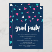 Driehoekige Confetti Graduation Party Invitation Kaart (Voorkant / Achterkant)