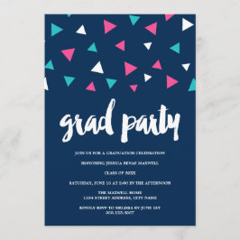Driehoekige Confetti Graduation Party Invitation Kaart