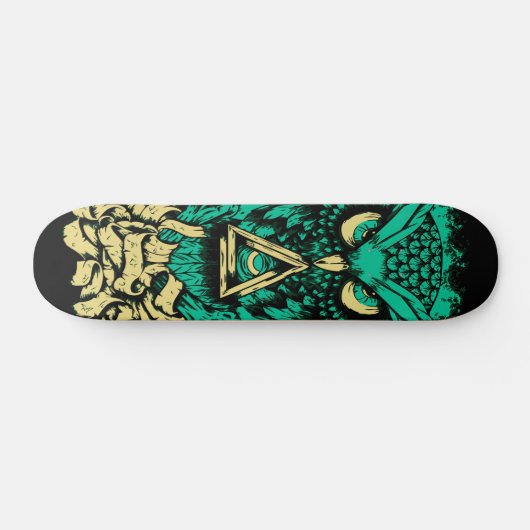 Driehoekige Groene Owl Schaats Skateboard (Horizontaal)