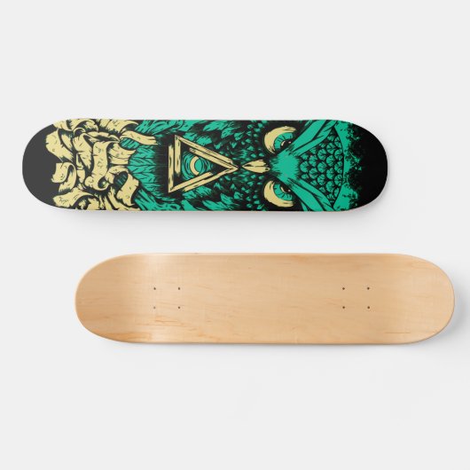 Driehoekige Groene Owl Schaats Skateboard (Horizontaal)