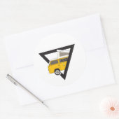 driehoekige klassieke gele bus ronde sticker (Envelop)