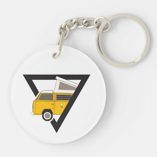 driehoekige klassieke gele bus sleutelhanger (Achterkant)
