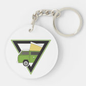 driehoekige klassieke groene bus sleutelhanger (Achterkant)