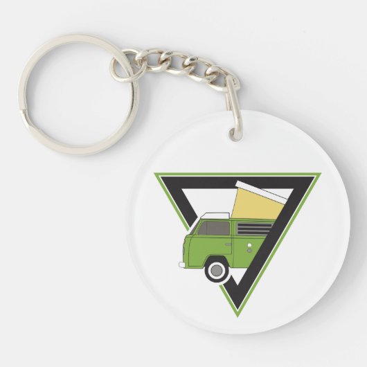 driehoekige klassieke groene bus sleutelhanger (Voorkant)