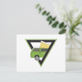 driehoekige klassieke groene camper van briefkaart (Staand voorkant)