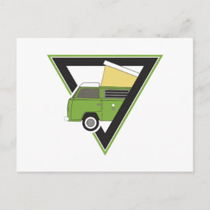 driehoekige klassieke groene camper van briefkaart