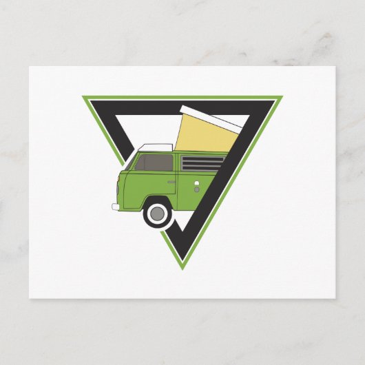 driehoekige klassieke groene camper van briefkaart (Voorkant)