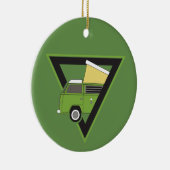 driehoekige klassieke groene camper van keramisch ornament (Rechts)